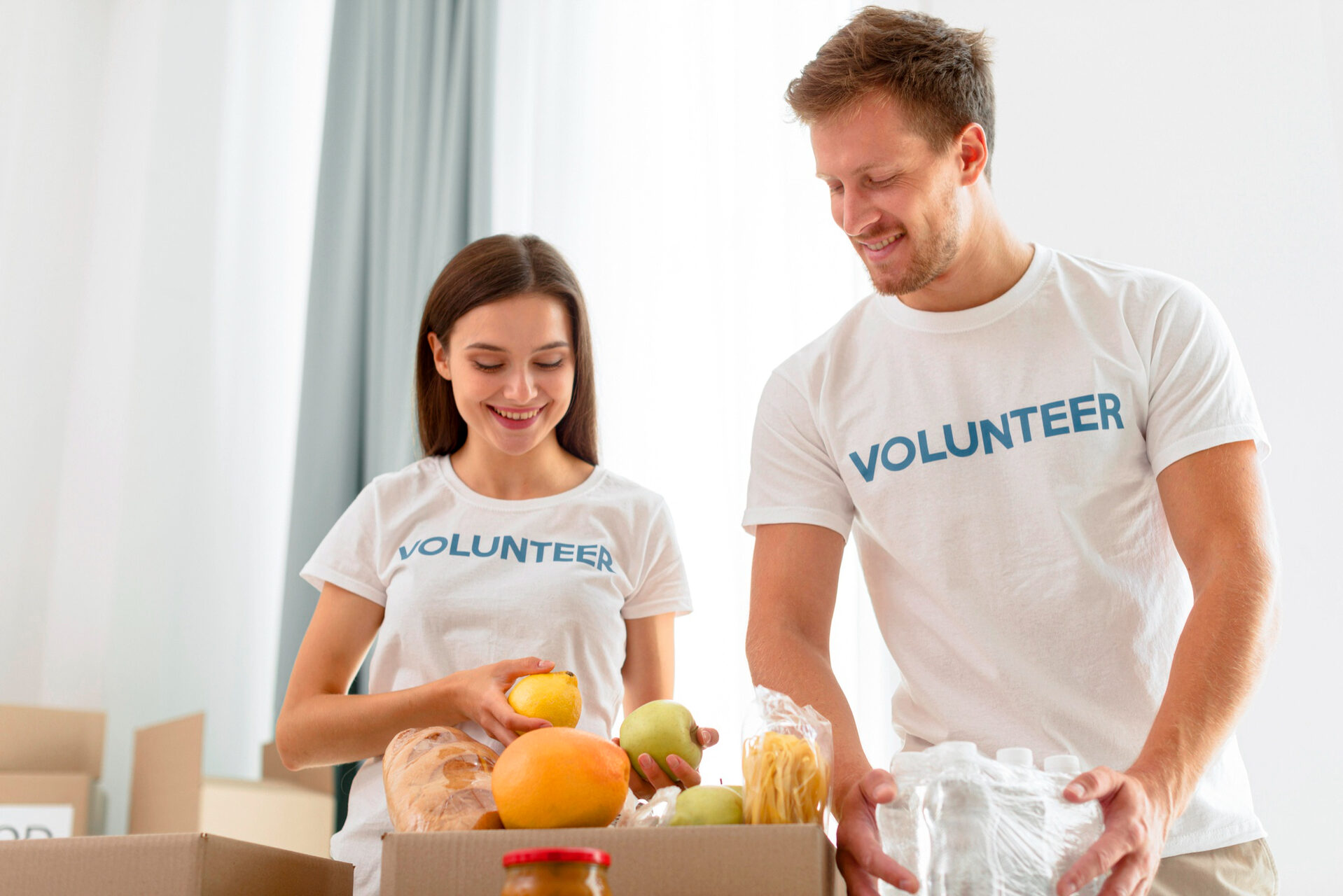 Nonprofit volunteers collaborating