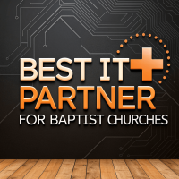 Best IT Partner badge for Baptist churches, emphasizing advanced IT solutions and services tailored to meet the unique needs of religious organizations.